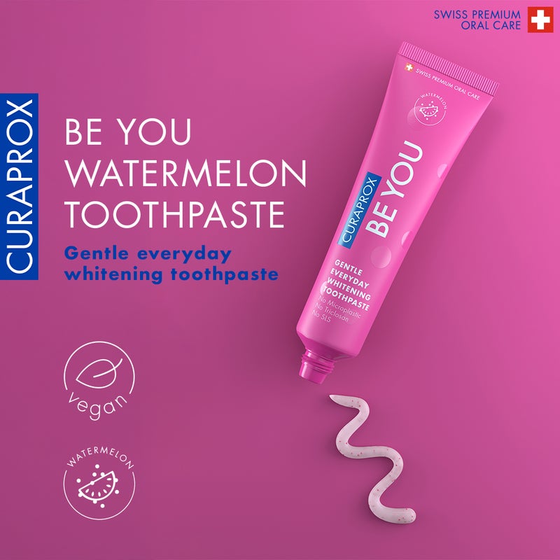 CURAPROX Be You Watermelon Toothpaste Pink | 60ml - Fluoride Toothpaste for Gentle Whitening | SLS-Free, Microplastic-Free, Triclosan-Free | Effective Oral Care for Sensitive Teeth - Image 2